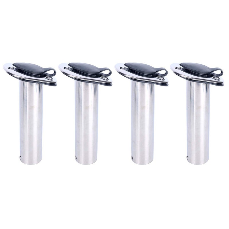 Amarine Made 4 Pack of Stainless Steel Rod Holders Rubber with Cap, Liner, Gasket (15 Degree Rod Holders) - Image 1